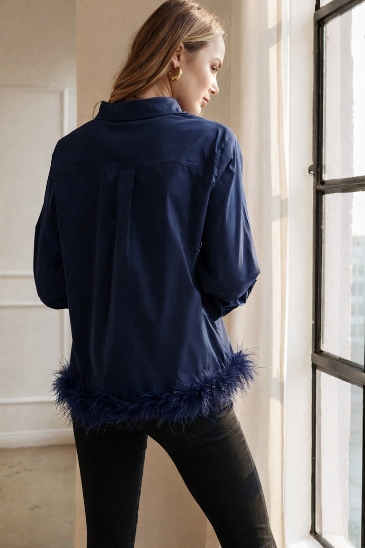 Feathered Top: Olive / S