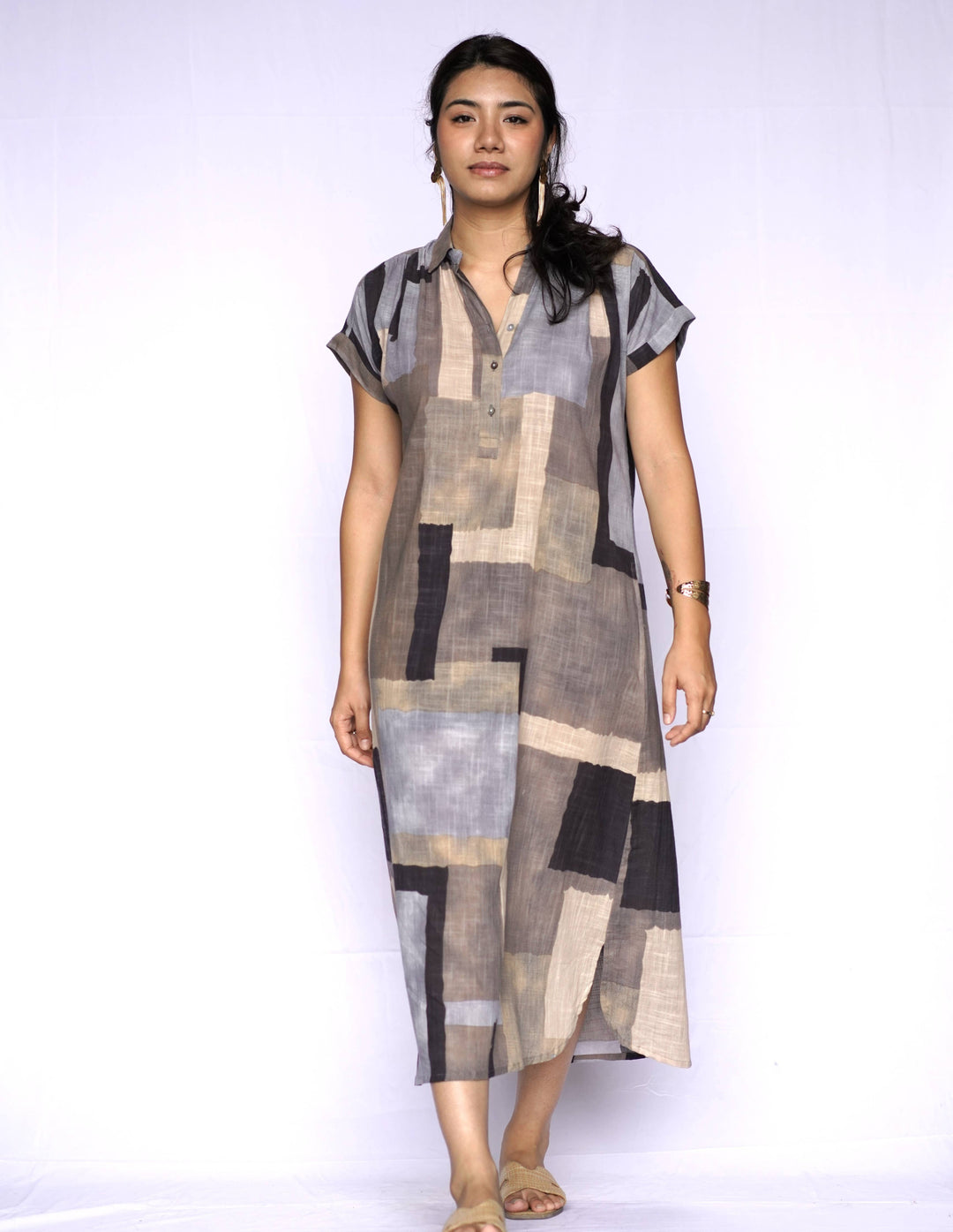 Aya Geo Dress: Periwinkle / L