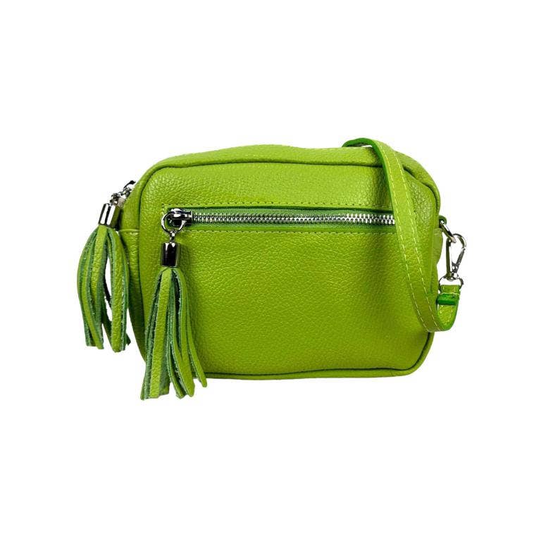 Leather shoulder bag with fringes: Toupe