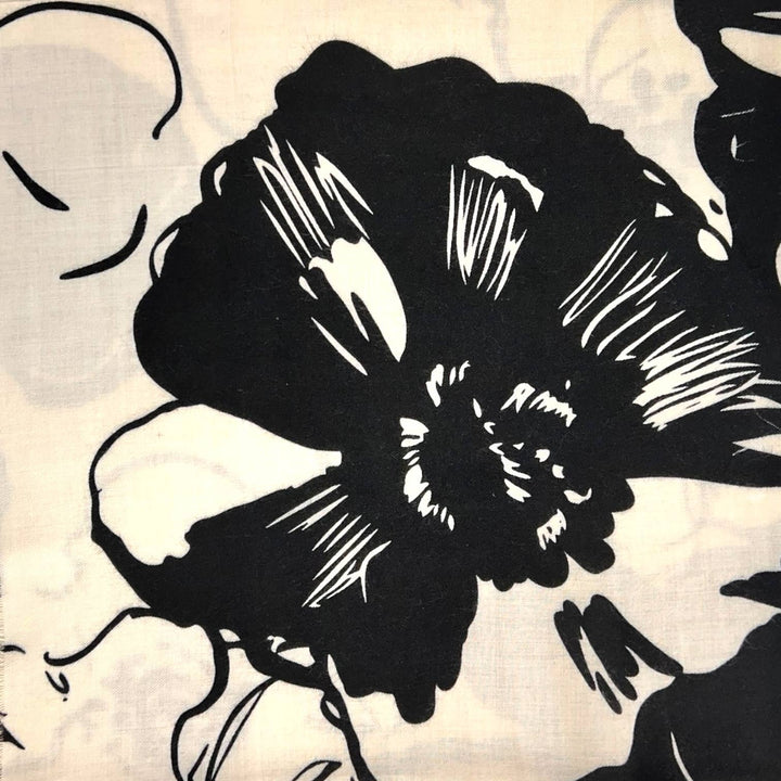 Flower sketch scarf: Cream - Black