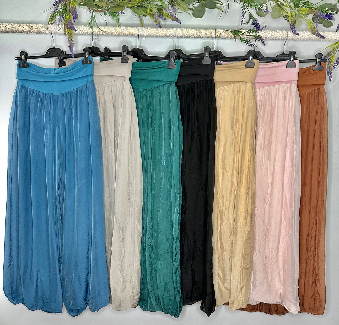 Silk palazzo pant: Camel