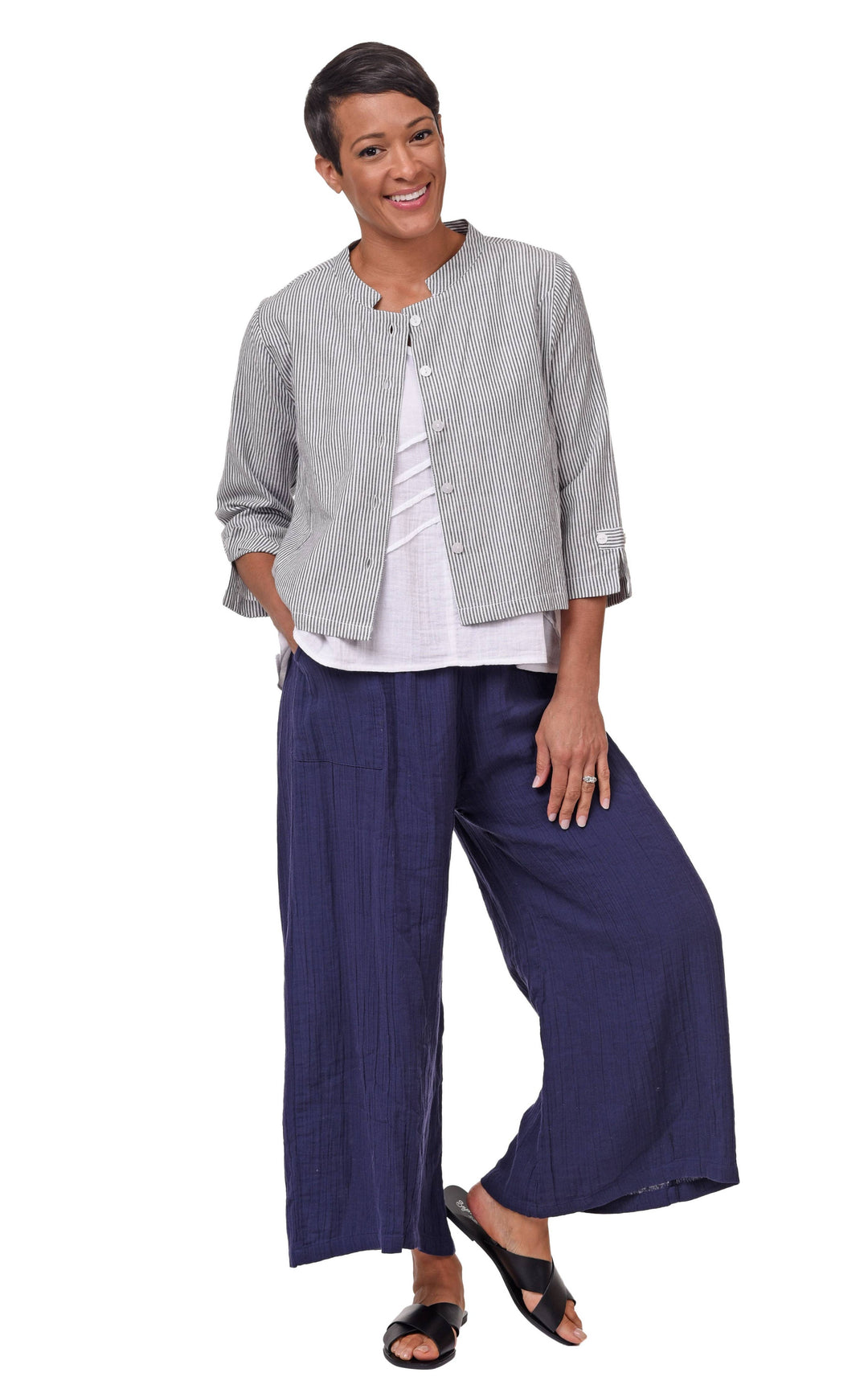 Tulip Clothing - CV13 Dakota Jacket Top in Ticking Stripe*: XS