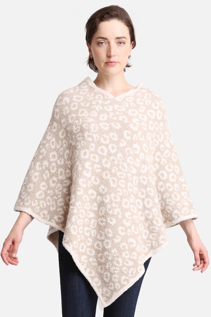 Leopard Poncho: COFFEE / ONE SIZE