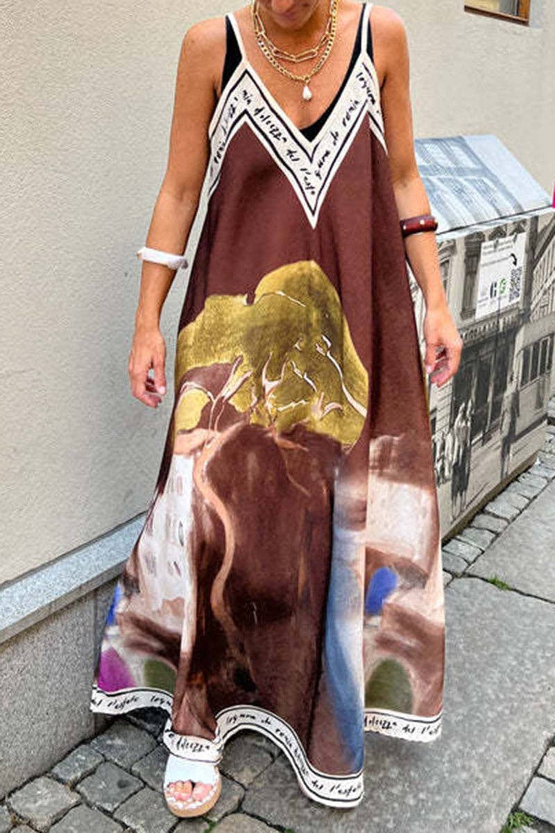 Print Maxi Dress: BLACK / XL