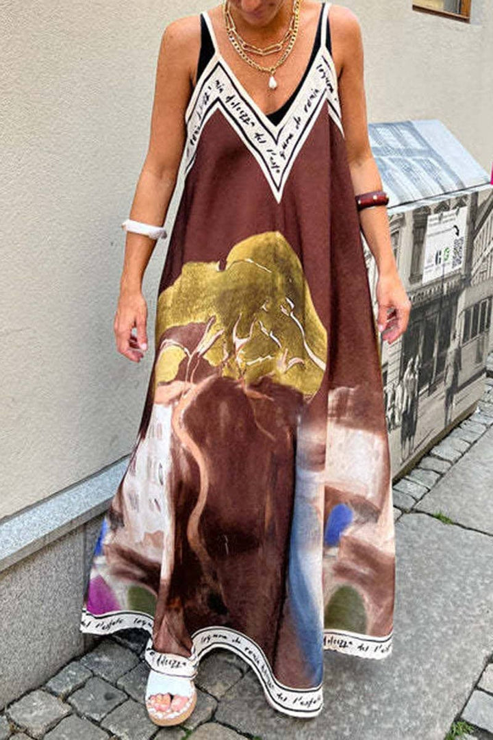 Print Maxi Dress: BLACK / XL