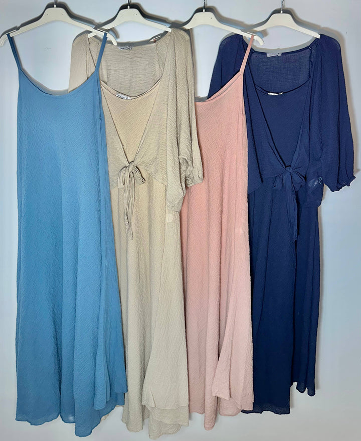 Cotton Strappy Maxi Dress: Taupe