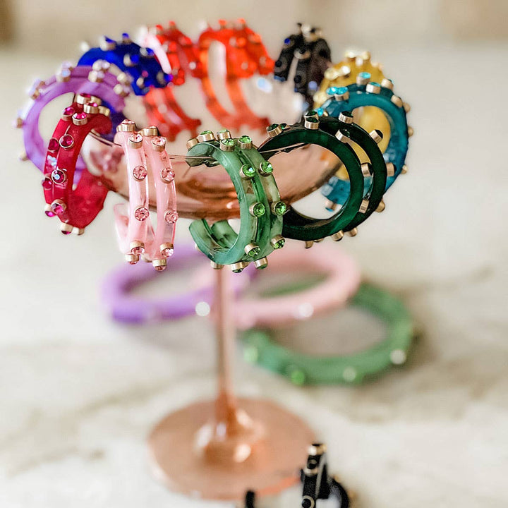 Renee Resin and Rhinestone Hoop Earrings: Cocoa