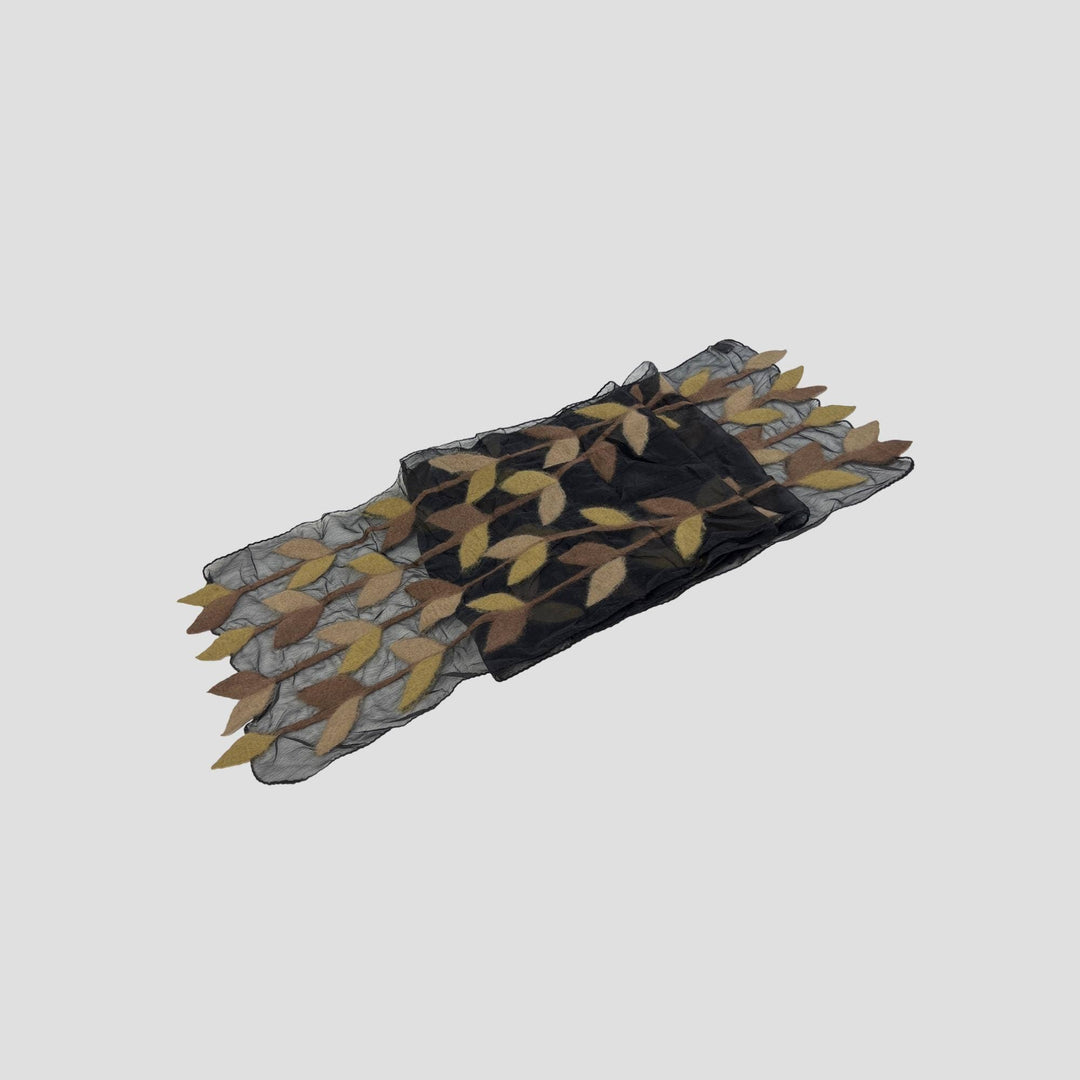 Leaf Merino Wool Handmade Felt Scarf: Tur-Green