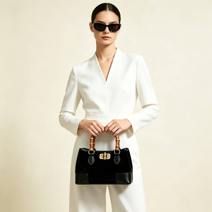 Genuine leather bamboo: Nero