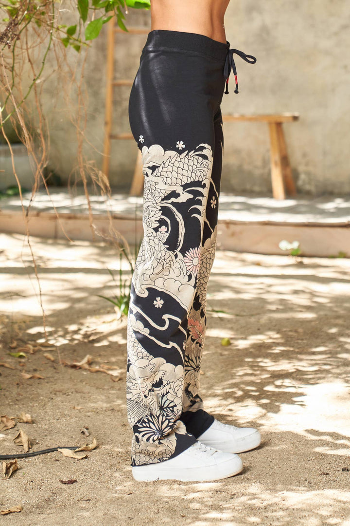 Dragon Print Lounge Pant Black / L