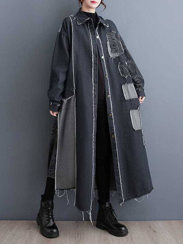 Asymmetric Buttoned Duster: BLK