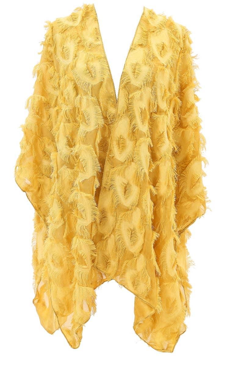 Elegant 3D Feather Fringe Eyelash Kimono/Cover-Up: Purple