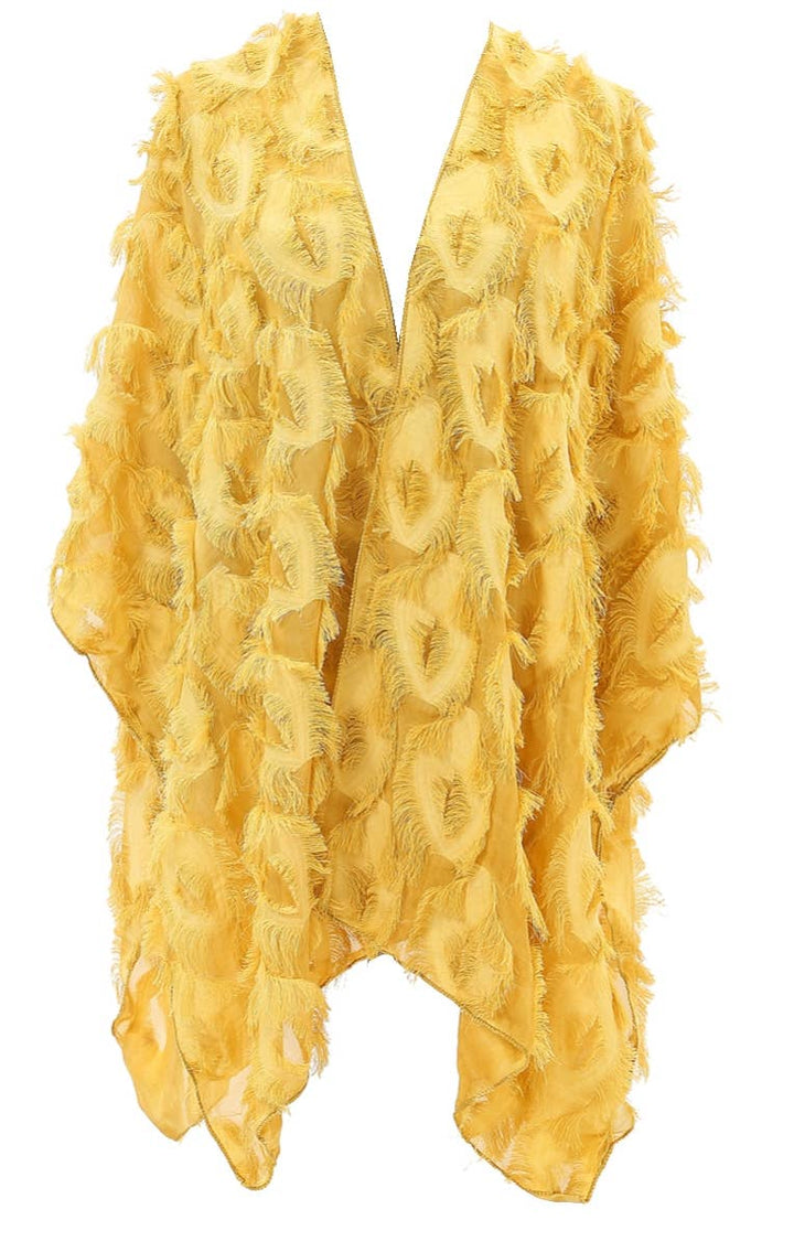 Elegant 3D Feather Fringe Eyelash Kimono/Cover-Up: Purple