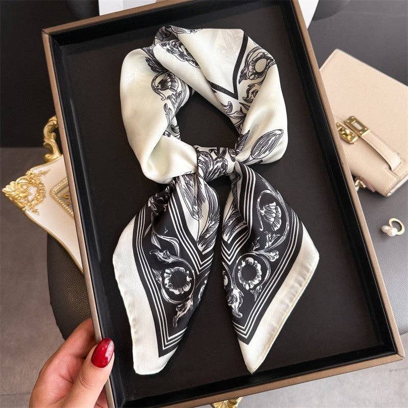 Sheer Trend - Fashion Print Square Scarf: BLUE