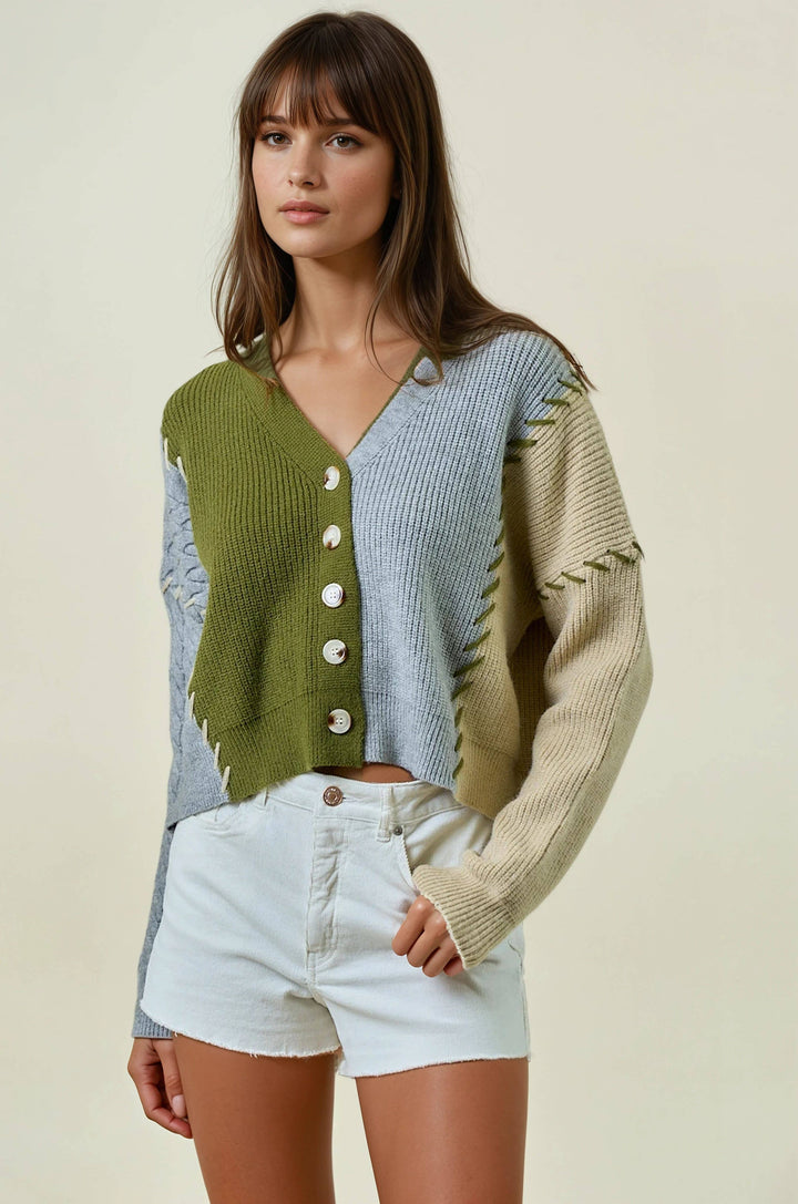 CARDIGAN - 1723C: OLIVE / L