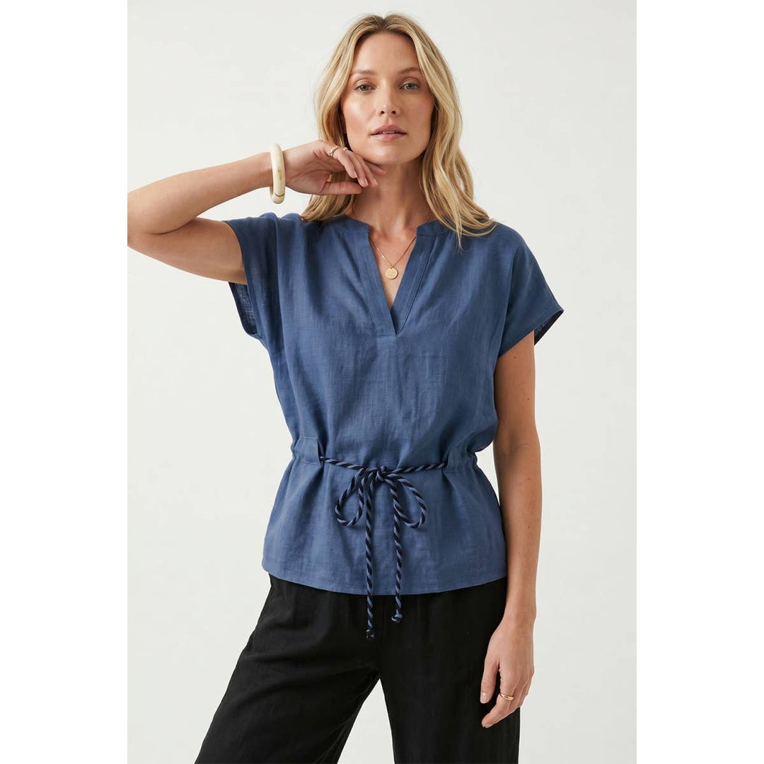 Rope Tie Waist Top: Taupe / M