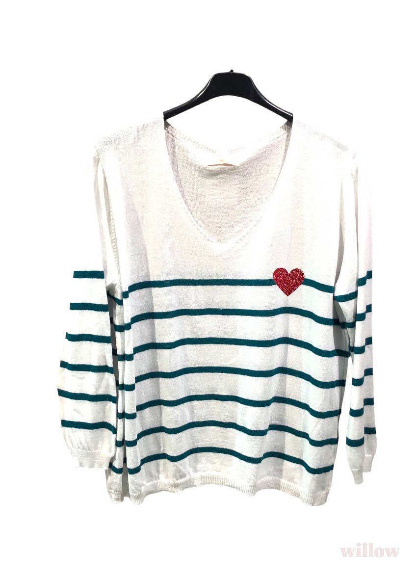 Sailor heart sweater: Red