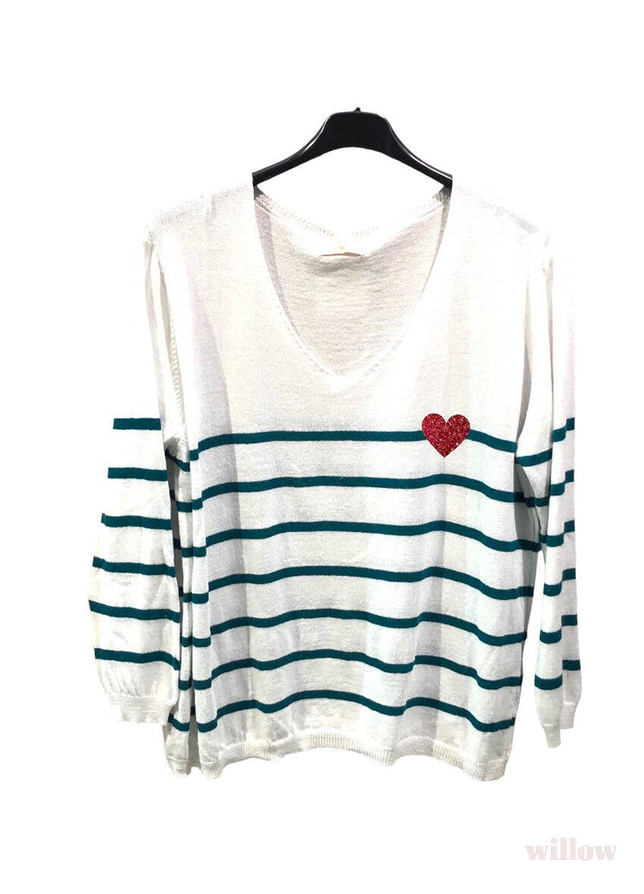 Sailor heart sweater: Red