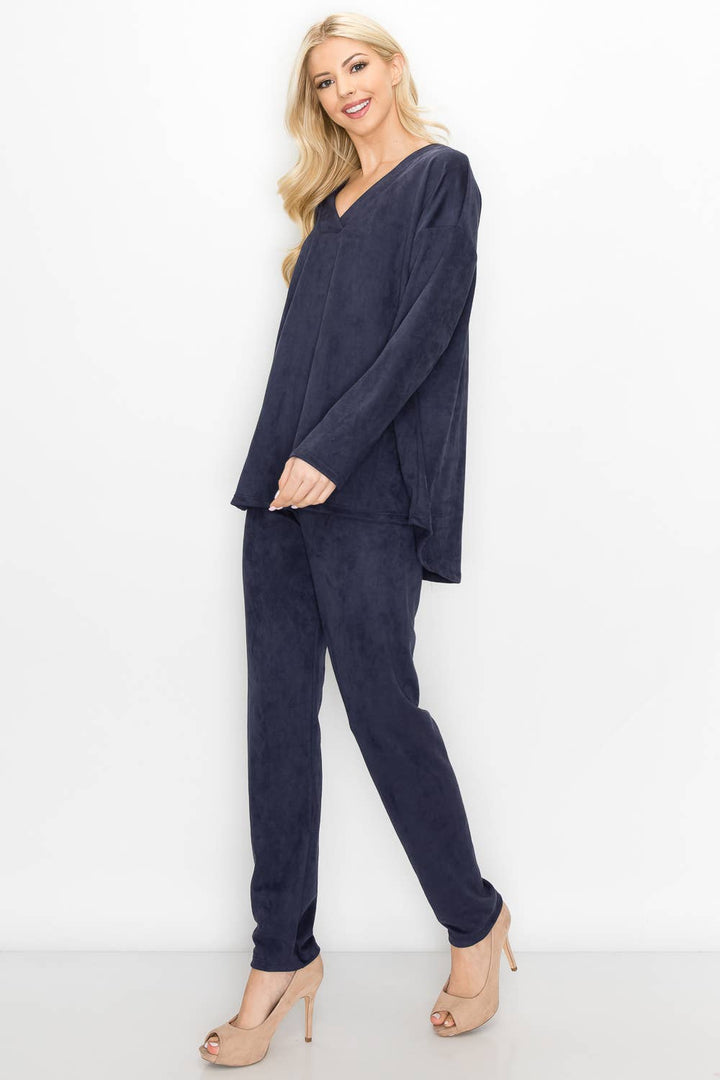 Annelise Stretch Suede Pant: Khaki / L / A5499