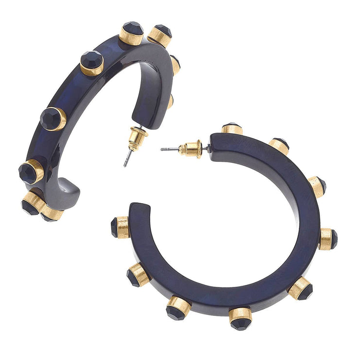 Renee Resin and Rhinestone Hoop Earrings: Cocoa