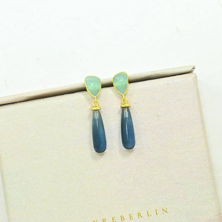 Adhara Earring - Blue Iolite & Aqua Chalcedony