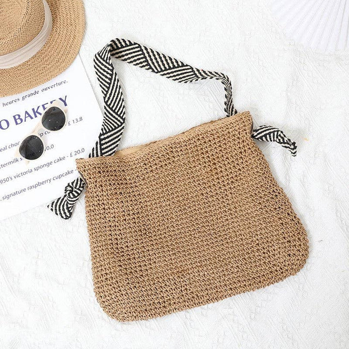 Straw Woven Beach Bag : COFFEE