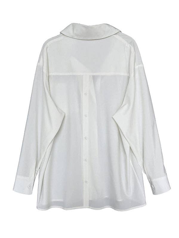 Buttoned Back Blouses: BLACK / L