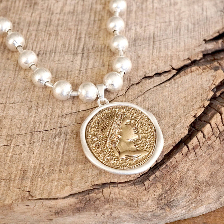 Coin Chunky Ball Chain  Neck: Silver
