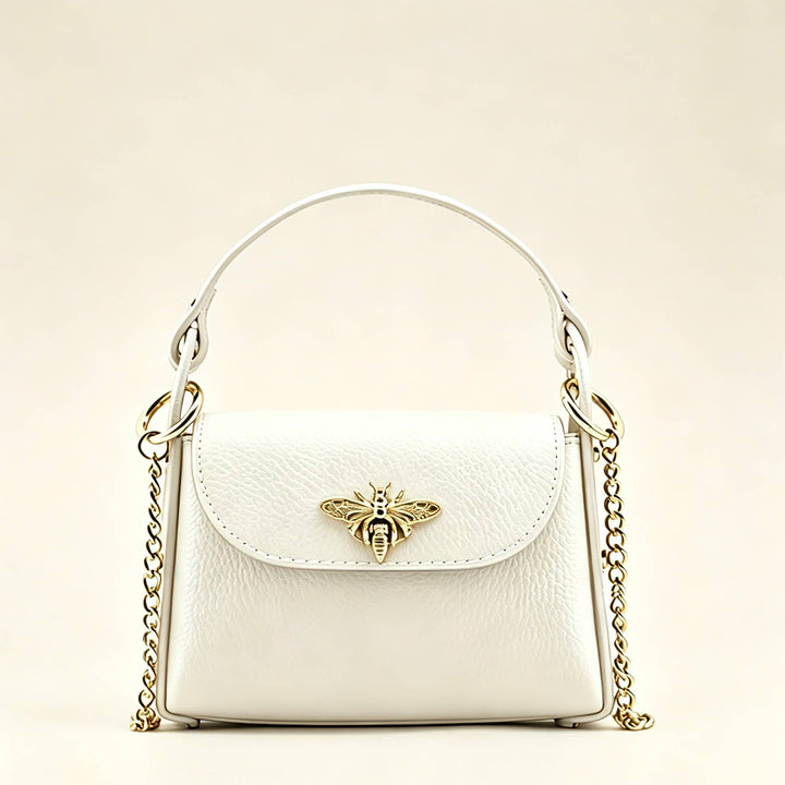 Mini Leather Bag Bee Clasp: Marrone