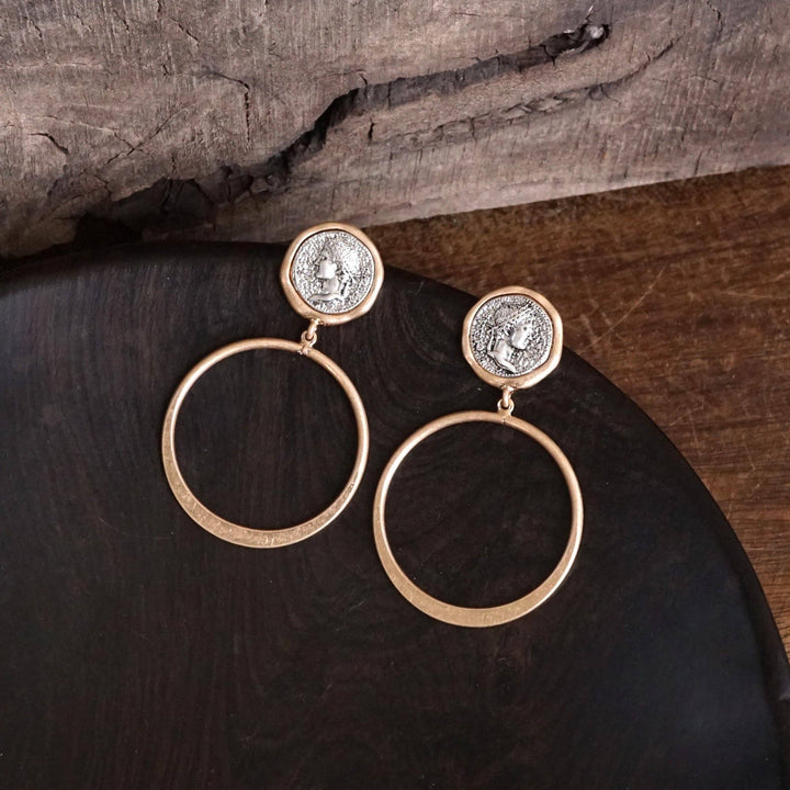 Coin and Hoop Earrings – Silver & Gold