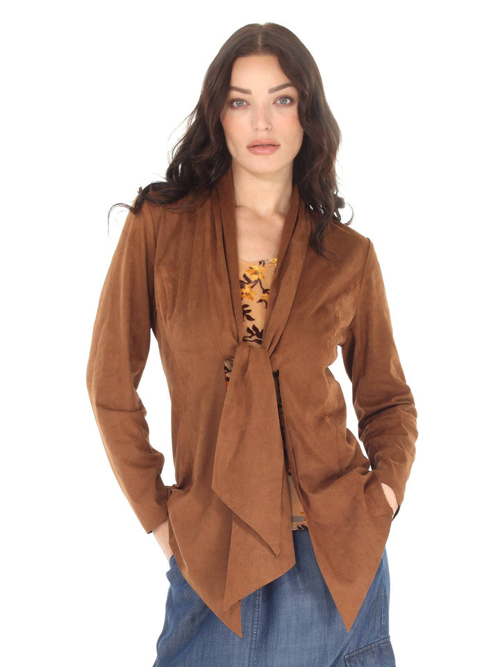 Suede Drape / Tie Jacket: Chocolate / M