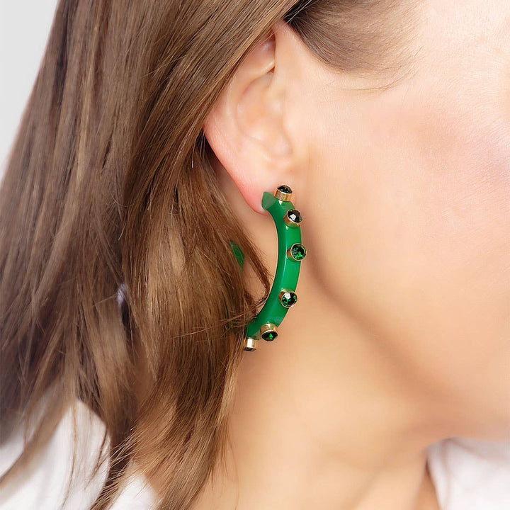 Renee Resin and Rhinestone Hoop Earrings: Cocoa