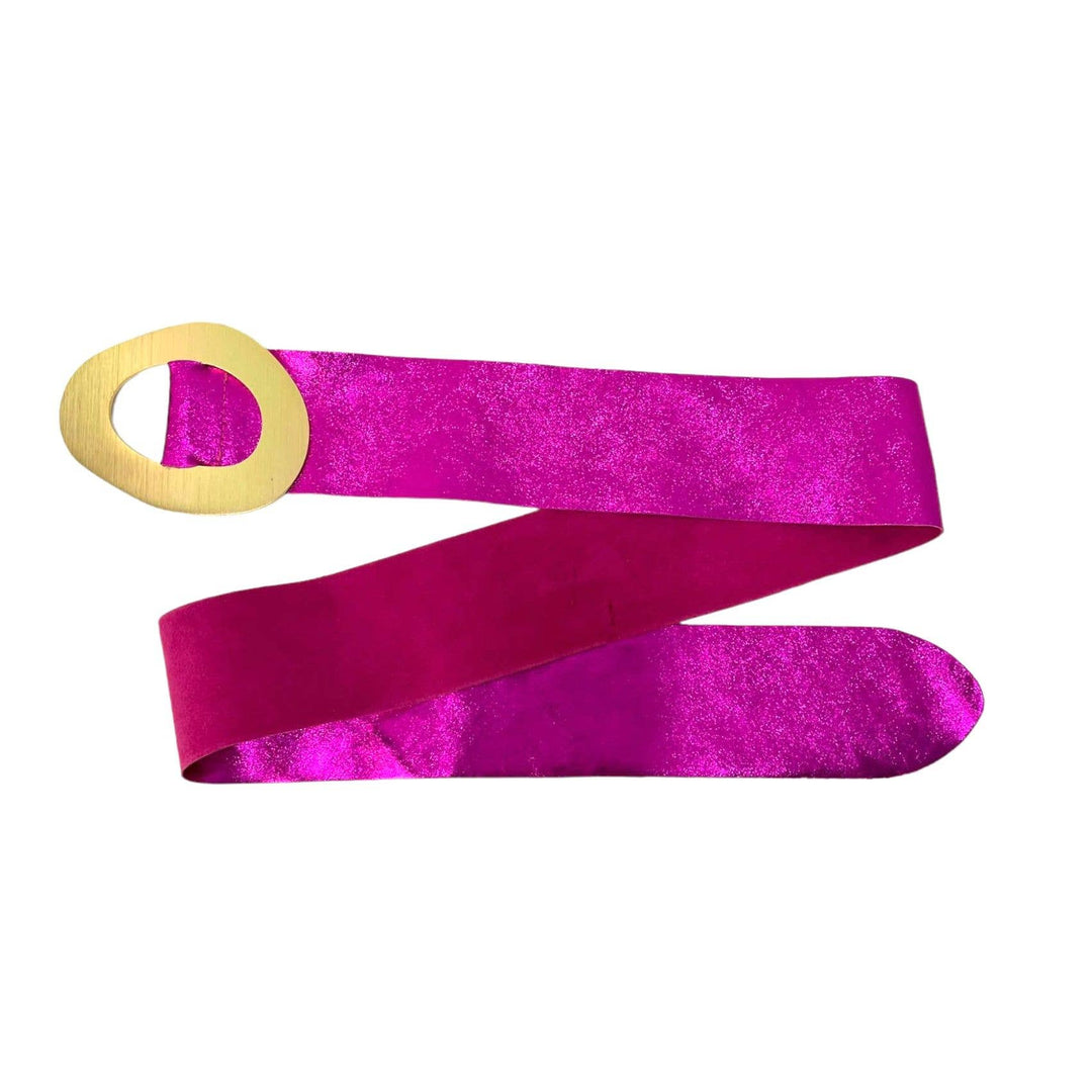 Metallic Leather Suede Belt : Olive green