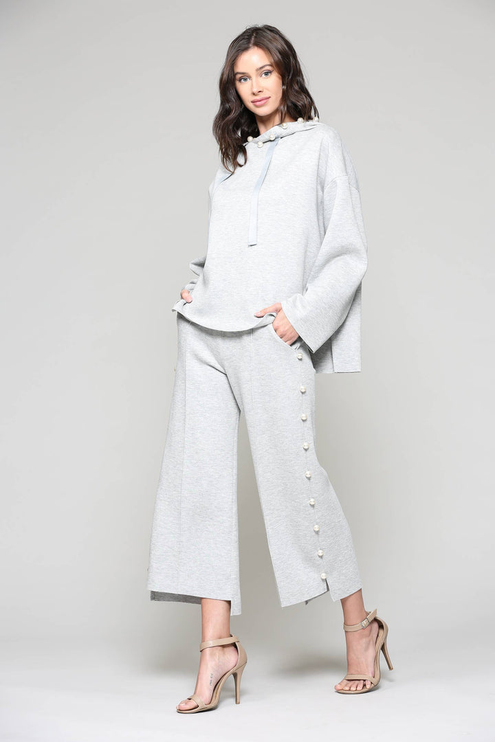 Farrah Scuba Pearl Long Pant: Black/ M