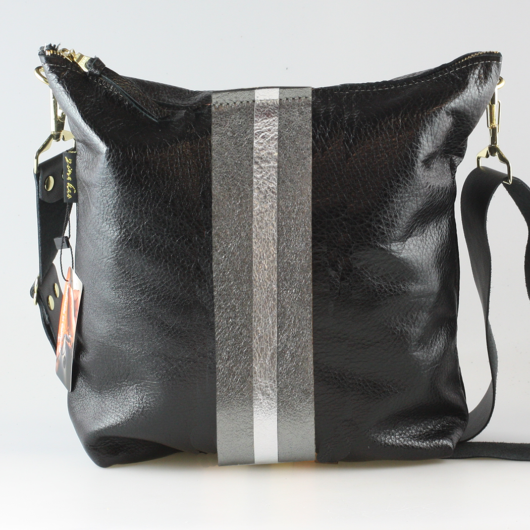 Graham Crossbody: METALLICS!: Gunmetal : Silver/IceBlue