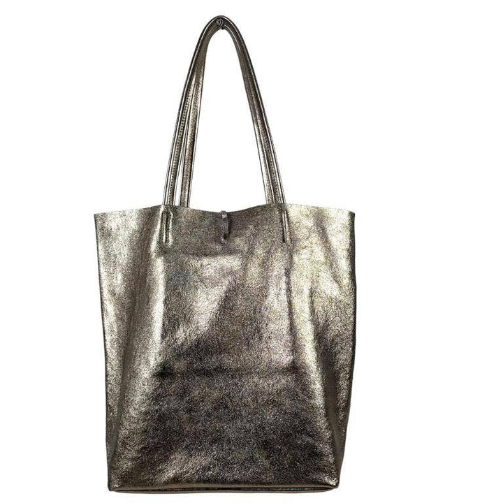 Leather Shopper Bag with Frida Kahlo: Blue