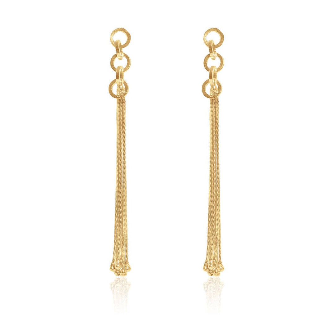 Linear drop earrings in gold: GOLD