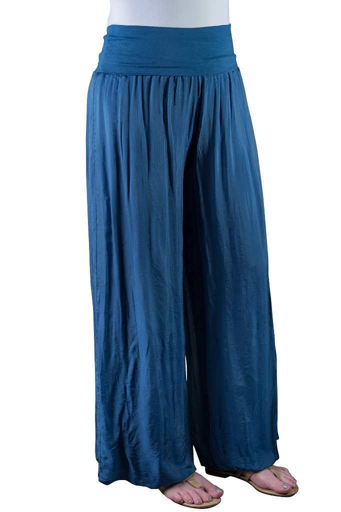 Foldover Waist Silk Pant (PL203):Black