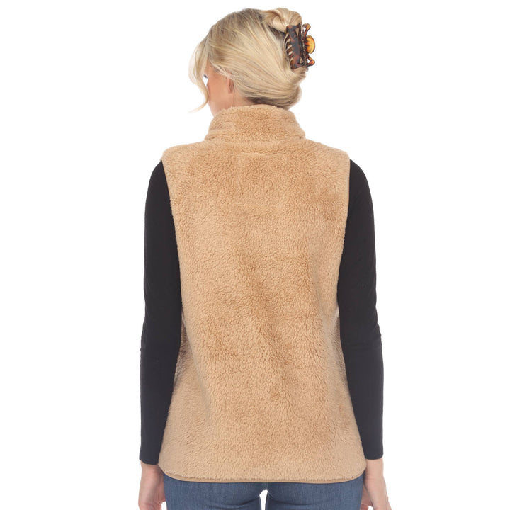 Zip up sherpa vest: Black / L