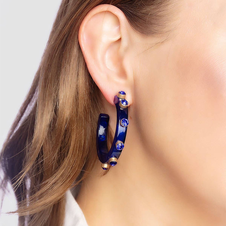 Renee Resin and Rhinestone Hoop Earrings: Cocoa
