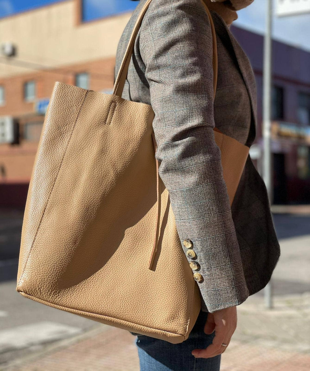 Italian Leather shopper: Black