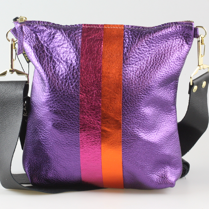 Graham Crossbody: METALLICS!: Gunmetal : Silver/IceBlue
