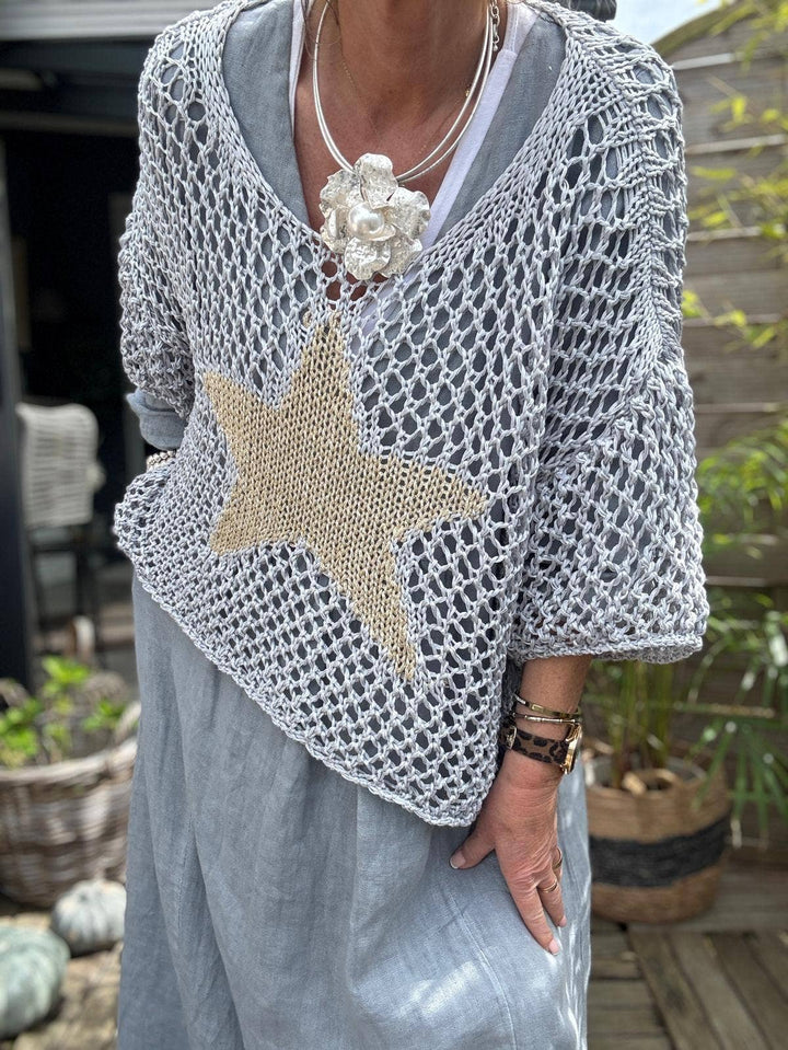 Cotton knit sweater star 100% cotton: Jeans