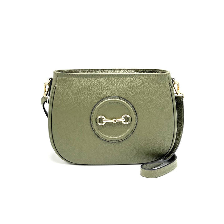 Horse bit Blk Leather Bag Made in Italy