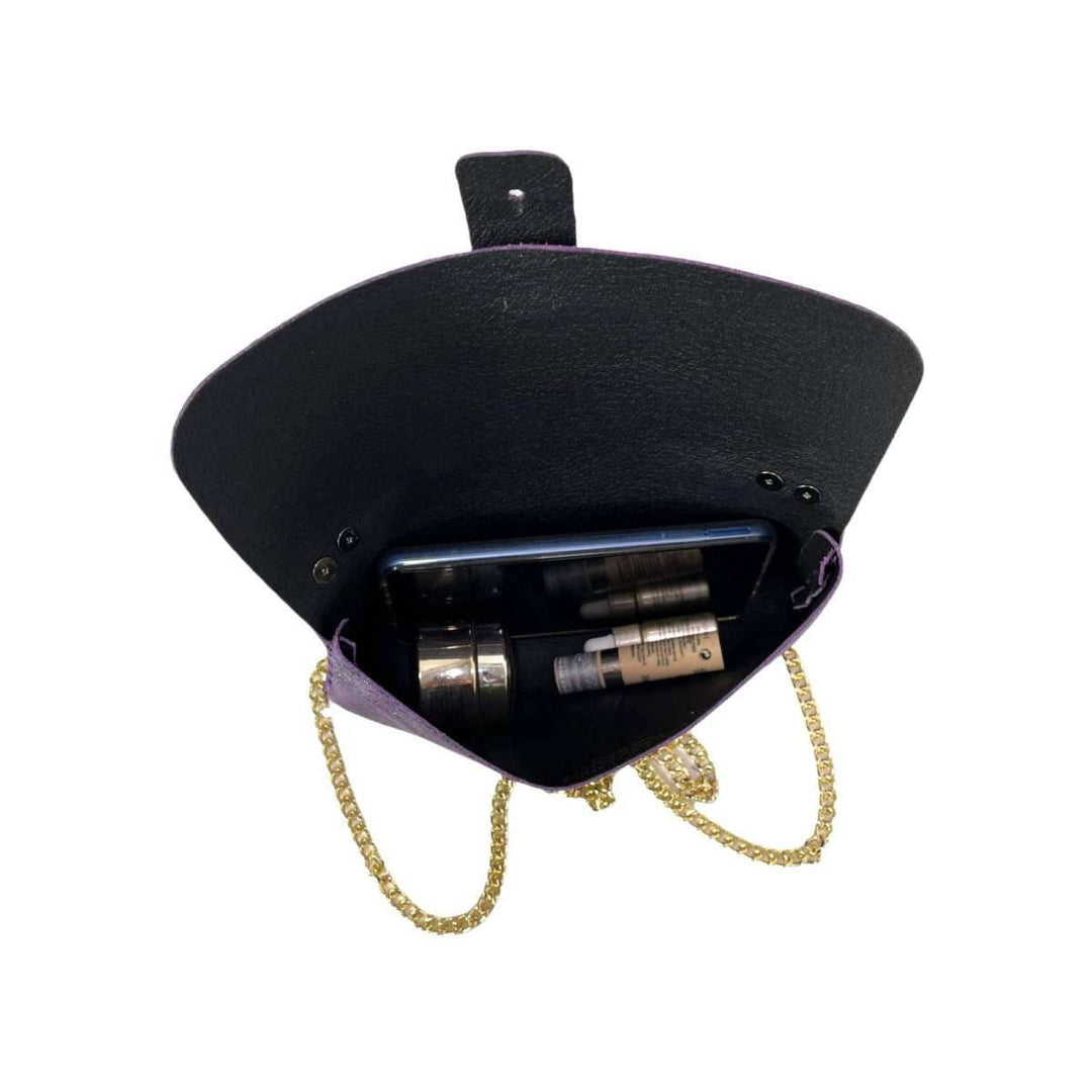 Leather Party Bag with Chain: Bottle Green