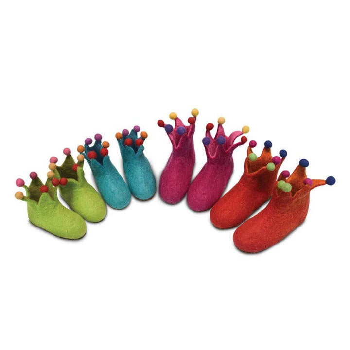Felted Crown Shoes for Kids- : Red