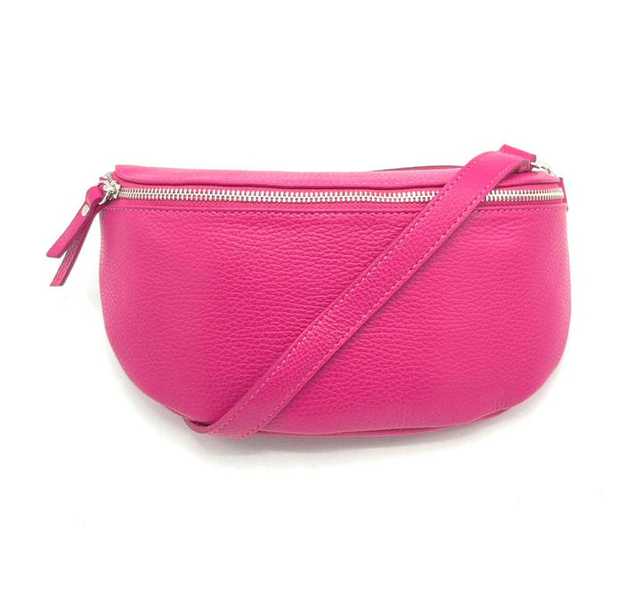 Leather Waist Bag, Made in Italy, 112466: Blk