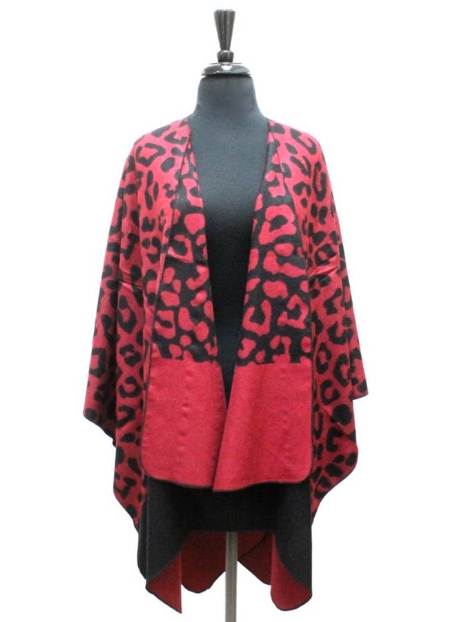 Cheetah Print Reversible Cape: 01 Khaki