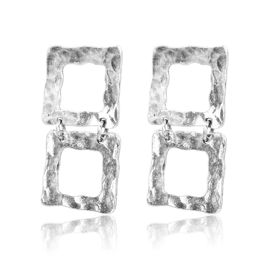 Double square statement earrings: GOLD