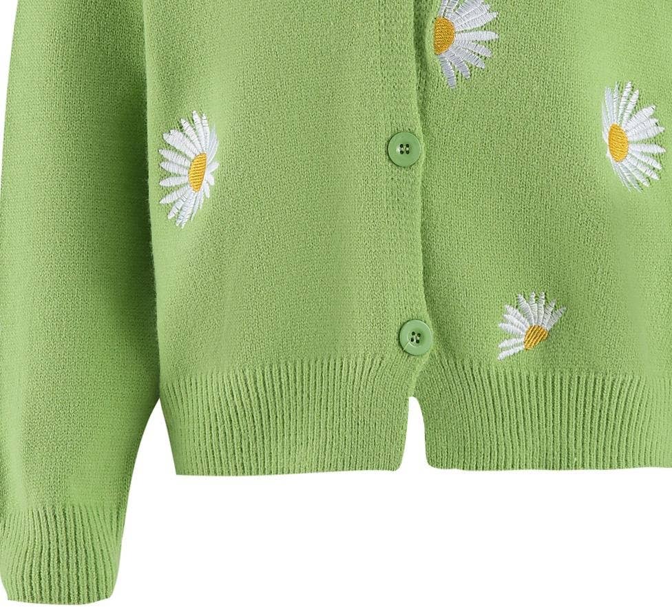 Daisy V-neck Cardigans: Grey / M
